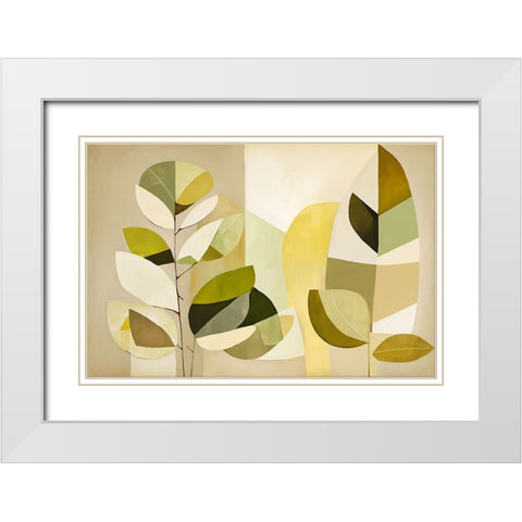 Mid Century Nature Green 8 White Modern Wood Framed Art Print with Double Matting by Heere, Ray