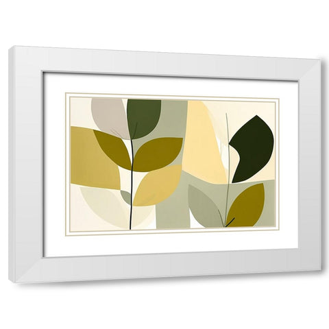 Mid Century Nature Green 9 White Modern Wood Framed Art Print with Double Matting by Heere, Ray