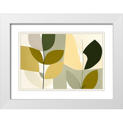 Mid Century Nature Green 9 White Modern Wood Framed Art Print with Double Matting by Heere, Ray