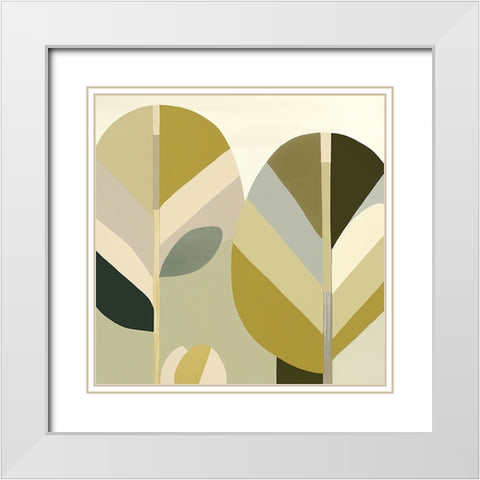 Mid Century Nature Green 11 White Modern Wood Framed Art Print with Double Matting by Heere, Ray