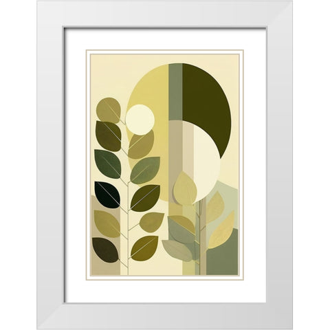 Mid Century Nature Green 13 White Modern Wood Framed Art Print with Double Matting by Heere, Ray