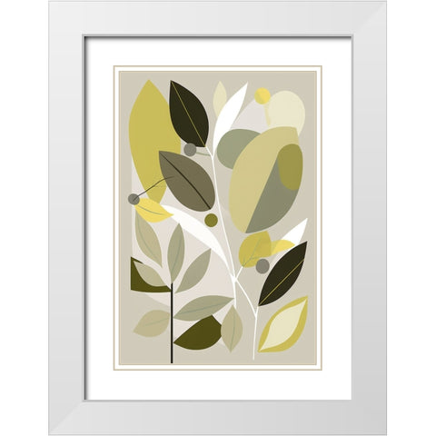 Mid Century Nature Green 14 White Modern Wood Framed Art Print with Double Matting by Heere, Ray