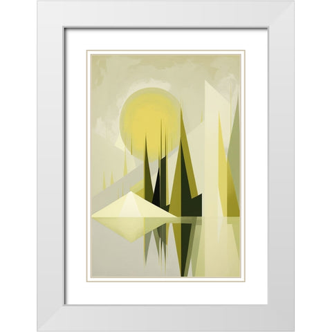 Mid Century Nature Green 16 White Modern Wood Framed Art Print with Double Matting by Heere, Ray