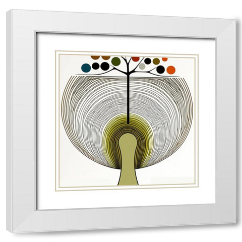 Mid Century Tree Of Life 14 White Modern Wood Framed Art Print with Double Matting by Heere, Ray