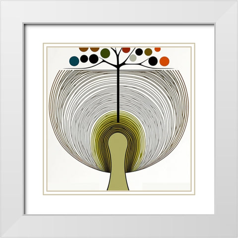Mid Century Tree Of Life 14 White Modern Wood Framed Art Print with Double Matting by Heere, Ray