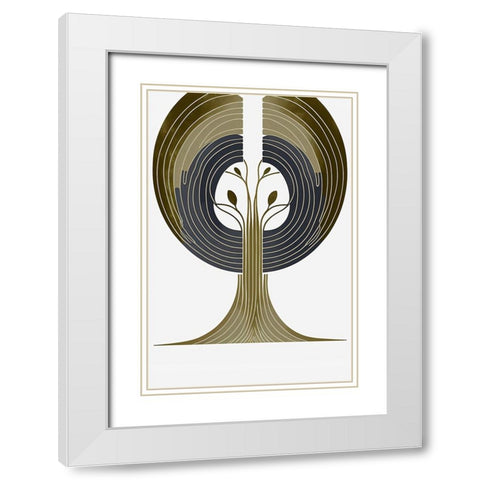 Mid Century Tree Of Life 17 White Modern Wood Framed Art Print with Double Matting by Heere, Ray