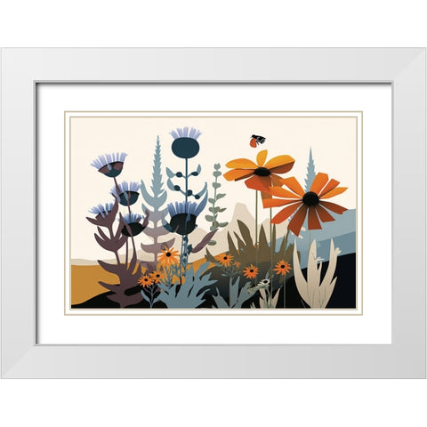 Mid Century Wildflowers 2 White Modern Wood Framed Art Print with Double Matting by Heere, Ray
