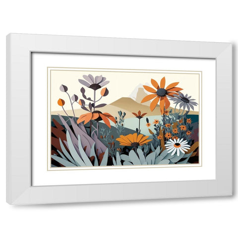 Mid Century Wildflowers 7 White Modern Wood Framed Art Print with Double Matting by Heere, Ray