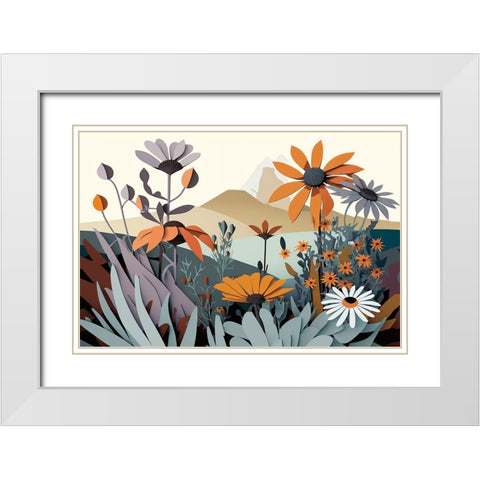 Mid Century Wildflowers 7 White Modern Wood Framed Art Print with Double Matting by Heere, Ray