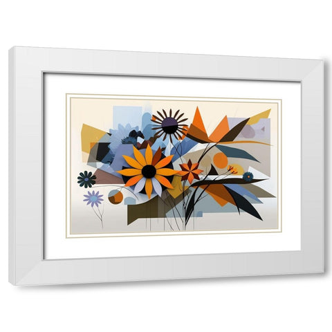 Mid Century Wildflowers 8 White Modern Wood Framed Art Print with Double Matting by Heere, Ray