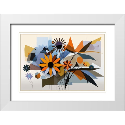 Mid Century Wildflowers 8 White Modern Wood Framed Art Print with Double Matting by Heere, Ray