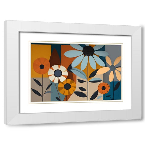 Mid Century Wildflowers 9 White Modern Wood Framed Art Print with Double Matting by Heere, Ray
