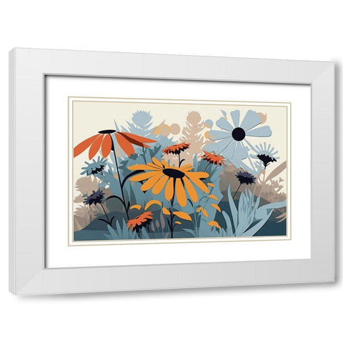 Mid Century Wildflowers 11 White Modern Wood Framed Art Print with Double Matting by Heere, Ray