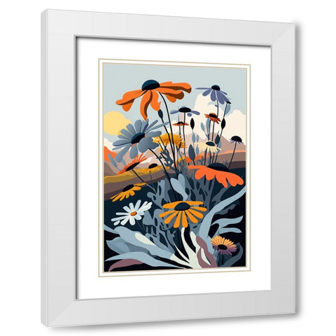 Mid Century Wildflowers 14 White Modern Wood Framed Art Print with Double Matting by Heere, Ray