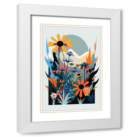 Mid Century Wildflowers 15 White Modern Wood Framed Art Print with Double Matting by Heere, Ray