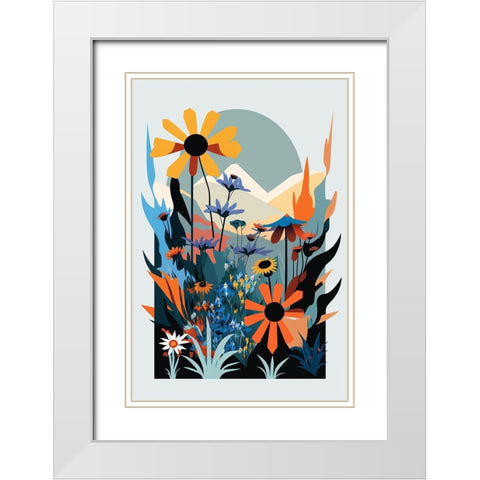 Mid Century Wildflowers 15 White Modern Wood Framed Art Print with Double Matting by Heere, Ray