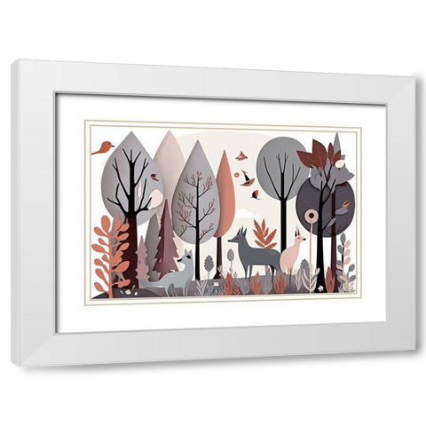 Mid Century Woodland 5 White Modern Wood Framed Art Print with Double Matting by Heere, Ray