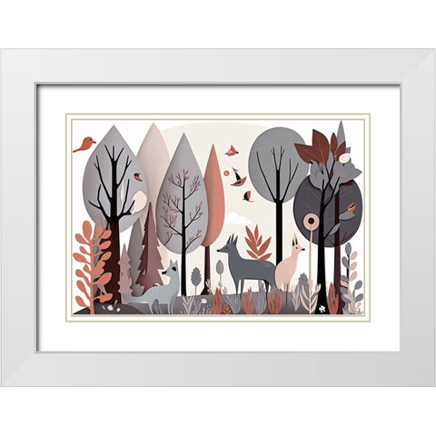 Mid Century Woodland 5 White Modern Wood Framed Art Print with Double Matting by Heere, Ray