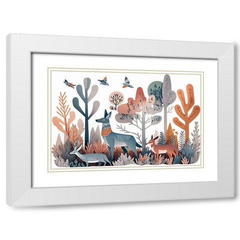 Mid Century Woodland 9 White Modern Wood Framed Art Print with Double Matting by Heere, Ray
