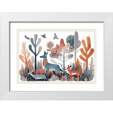Mid Century Woodland 9 White Modern Wood Framed Art Print with Double Matting by Heere, Ray
