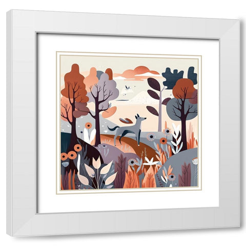 Mid Century Woodland 12 White Modern Wood Framed Art Print with Double Matting by Heere, Ray