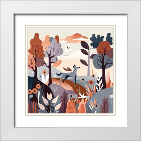 Mid Century Woodland 12 White Modern Wood Framed Art Print with Double Matting by Heere, Ray