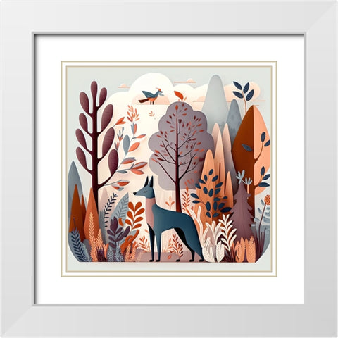 Mid Century Woodland 13 White Modern Wood Framed Art Print with Double Matting by Heere, Ray
