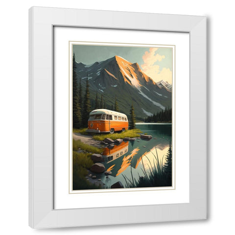 Camper On The Lake 7 White Modern Wood Framed Art Print with Double Matting by Heere, Ray