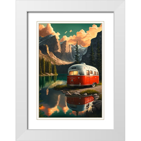 Camper On The Lake 8 White Modern Wood Framed Art Print with Double Matting by Heere, Ray