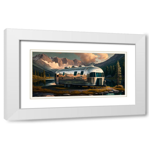 Camper On The Lake 9 White Modern Wood Framed Art Print with Double Matting by Heere, Ray