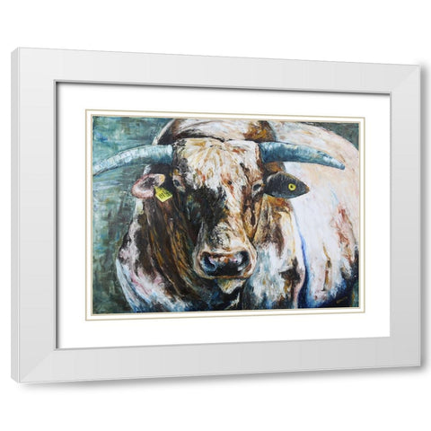 Big Bull White Modern Wood Framed Art Print with Double Matting by Gould, Renee
