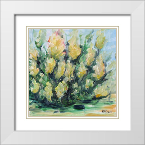 Blooming White Modern Wood Framed Art Print with Double Matting by Gould, Renee