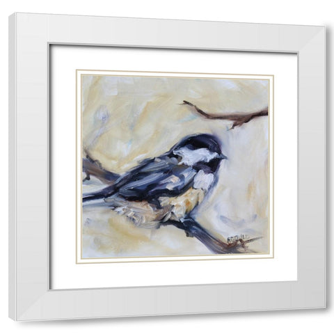 Chickadee 4 White Modern Wood Framed Art Print with Double Matting by Gould, Renee