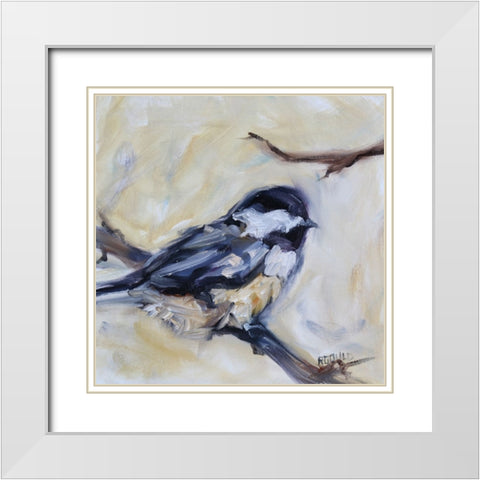 Chickadee 4 White Modern Wood Framed Art Print with Double Matting by Gould, Renee