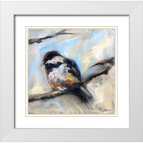 Chickadee 5 White Modern Wood Framed Art Print with Double Matting by Gould, Renee