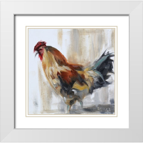 Chicken 2 White Modern Wood Framed Art Print with Double Matting by Gould, Renee