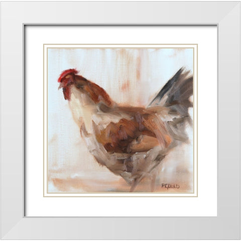 Chicken 9 White Modern Wood Framed Art Print with Double Matting by Gould, Renee
