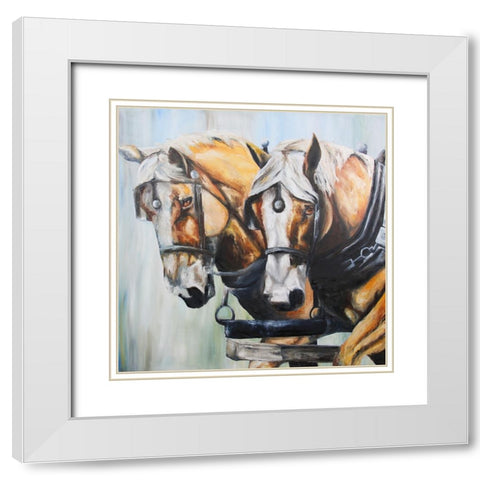 Golden Boys White Modern Wood Framed Art Print with Double Matting by Gould, Renee