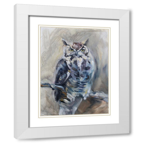 Great Horned Owl White Modern Wood Framed Art Print with Double Matting by Gould, Renee