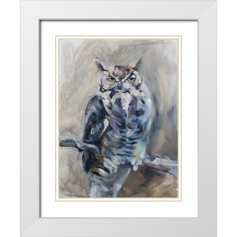 Great Horned Owl White Modern Wood Framed Art Print with Double Matting by Gould, Renee