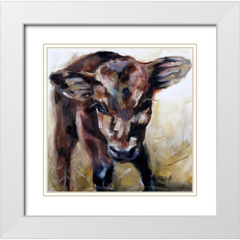 Hello White Modern Wood Framed Art Print with Double Matting by Gould, Renee
