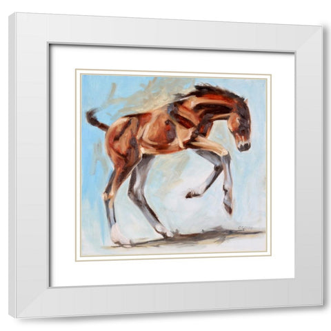 Leaps, Bounds White Modern Wood Framed Art Print with Double Matting by Gould, Renee