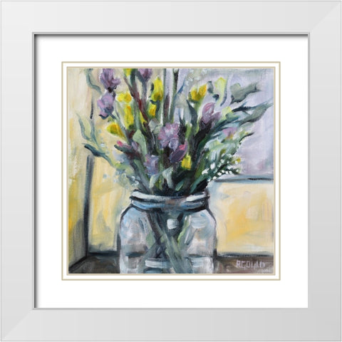 Pickin Wildflowers White Modern Wood Framed Art Print with Double Matting by Gould, Renee