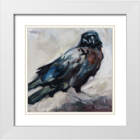 Raven White Modern Wood Framed Art Print with Double Matting by Gould, Renee