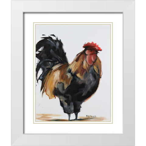 Rooster 1 White Modern Wood Framed Art Print with Double Matting by Gould, Renee
