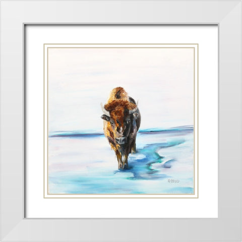 Snowman White Modern Wood Framed Art Print with Double Matting by Gould, Renee