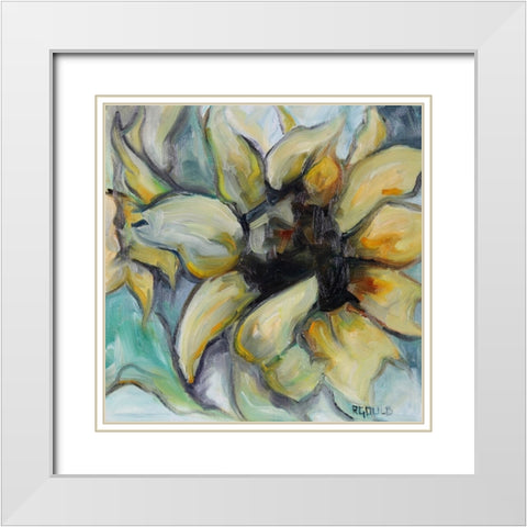 Sunflower 8 White Modern Wood Framed Art Print with Double Matting by Gould, Renee