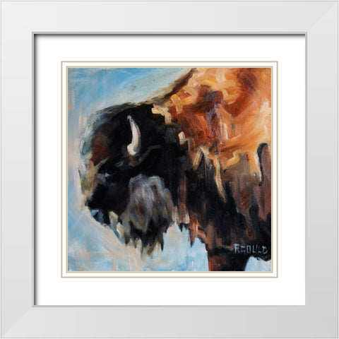 Bearded Buffalo White Modern Wood Framed Art Print with Double Matting by Gould, Renee