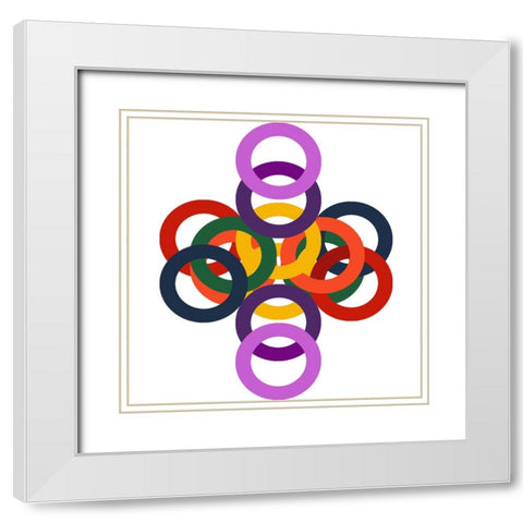 Rainbow Circles-3 White Modern Wood Framed Art Print with Double Matting by Homawoo, Richard