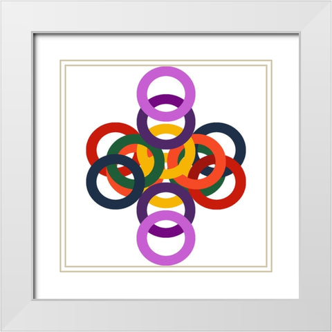 Rainbow Circles-3 White Modern Wood Framed Art Print with Double Matting by Homawoo, Richard